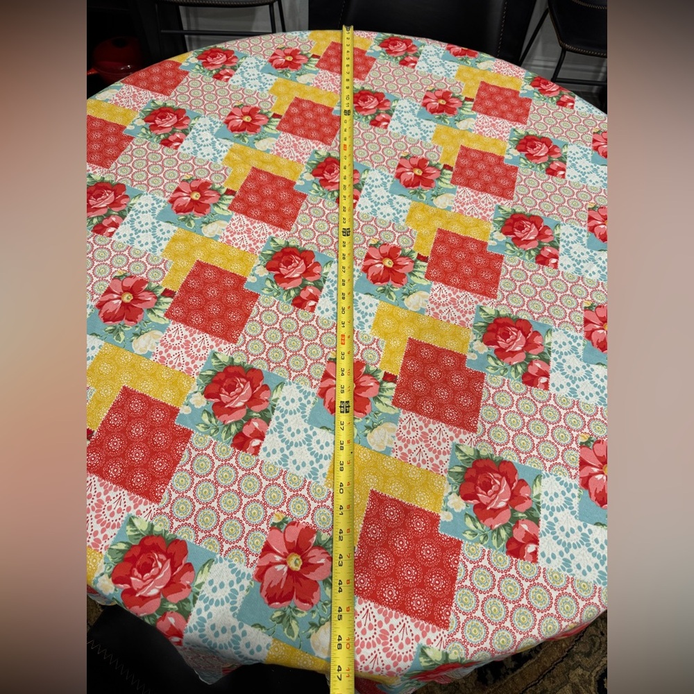 The Pioneer Women Round Floral Patchwork Style Tablecloth- size 68-70” Round - Picture 3 of 6